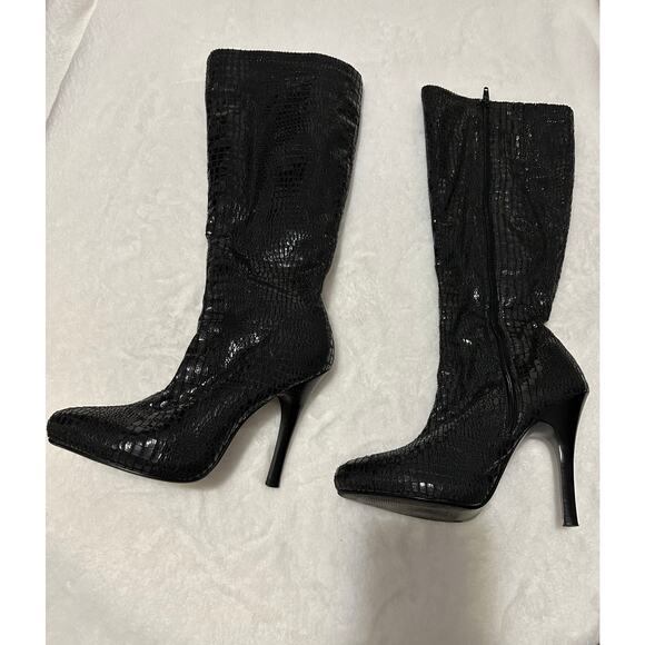 WHBM Faux Snakeskin Stiletto Knee-High Boots – 7.5 - Picture 5 of 6